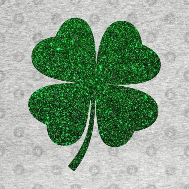 St Patricks Day, Deep Green Faux Glitter 4 Leaf Clover by Felicity-K